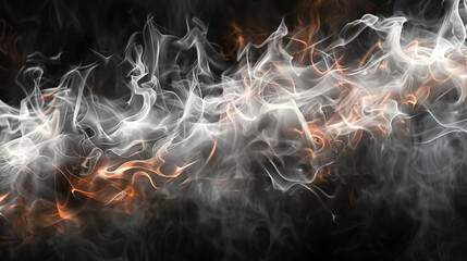 Abstract molten silver metal background with flowing liquid texture and glowing orange sparks. Shiny metallic waves blend with fiery light streaks