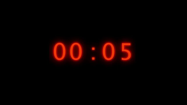 17 seconds timer number animation. Timer clock number animation on black background.