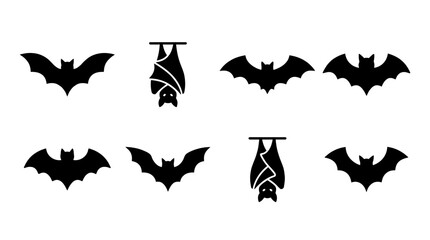 Fototapeta premium bat , black vector icon set collection , white background , SVG and PNG