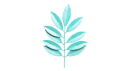 Obraz premium Teal Leafy Branch on White Background