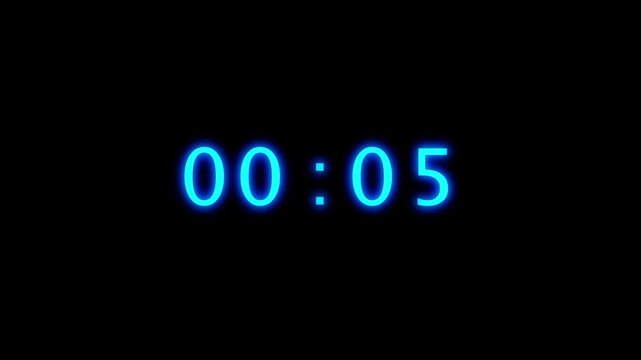 43 seconds timer number animation. Timer clock number animation on black background.