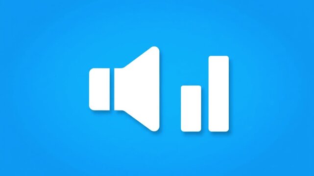 Clean White Speaker Volume Icon Symbol on Blue Background Audio Control Concept