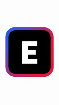 Animated letter 'E' logo reveal inside a colorful square frame, a clean and modern intro animation for corporate branding.