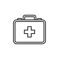Obraz premium Minimal first aid kit line icon with medical cross on the front