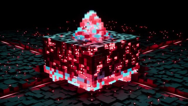 Digital core activation cube processor technology background 3D render