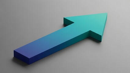 3D Blue Gradient Upward Arrow on Grey Background for Growth Concept