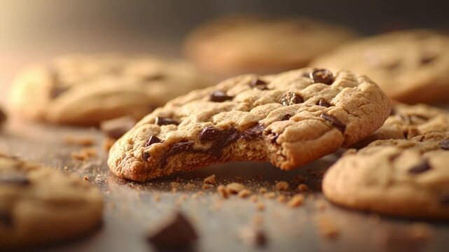 Delicious Chocolate Chip Cookies on Baking Sheet Closeup