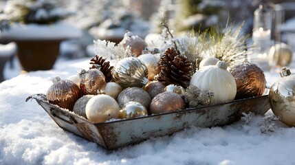 christmas decorations in winter environment