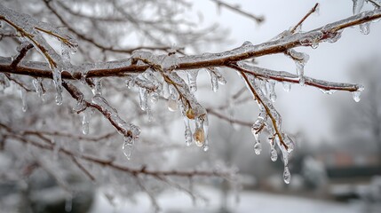 frozen branches with ice coating