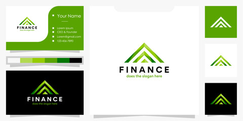 Modern diagram business financial statistics logo design. Abstract management analytic logo symbol with business card template.