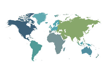 Obraz premium Aerial view of a colorful world map highlighting different countries and continents