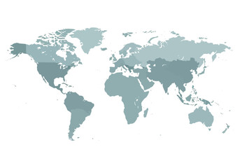 Obraz premium A world map illustration highlighting global geography and country boundaries from a top-down viewpoint
