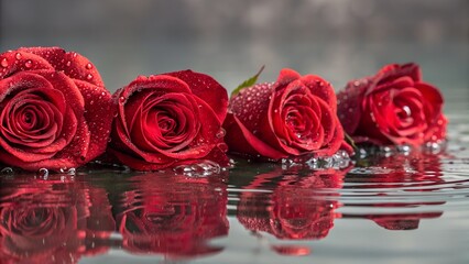 red roses in water
