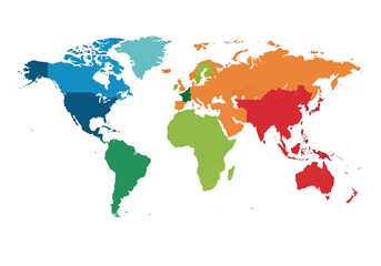 Fototapeta premium A colorful map of the world showcasing diverse countries and cultures from a global perspective