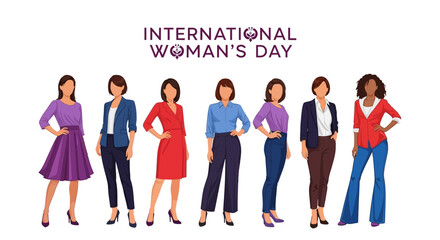 Obraz premium Diverse women celebrating International Women's Day in style