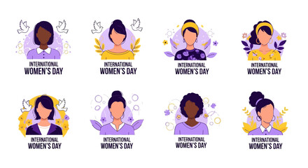 Diverse women celebrating International Women's Day with vibrant illustrations