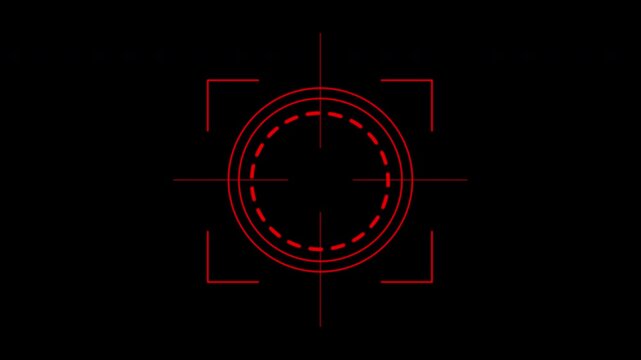 HUD weapon interface on black background, suitable for concepts of precision, focus, accuracy, strategy, and huntingthemed designs.