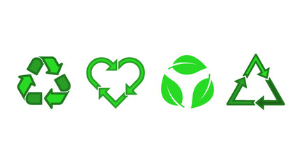 Obraz premium A collection of recycling and eco-friendly symbols representing sustainability and environmental care.