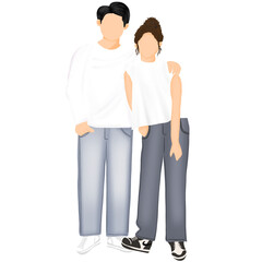 Fototapeta premium Couple Posing Together Illustration