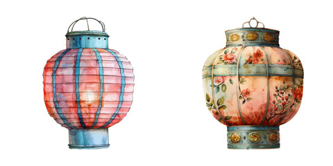 chinese lantern watercolor vector illustration © Dar