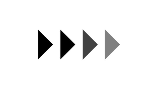 Animated Next Button Icon on White Background, Blinking Arrow Sequence Motion Graphics.