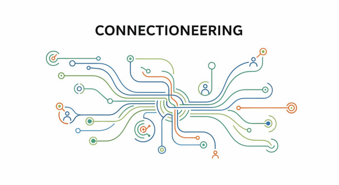Complex Network Connection Diagram Illustration.