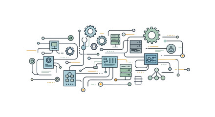 Complex Circuit Board with Gears and Components.