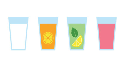 Ramadan Iftar Beverage and Drink Icon Set, Milk Orange Juice Lemonade Rose Syrup Collection