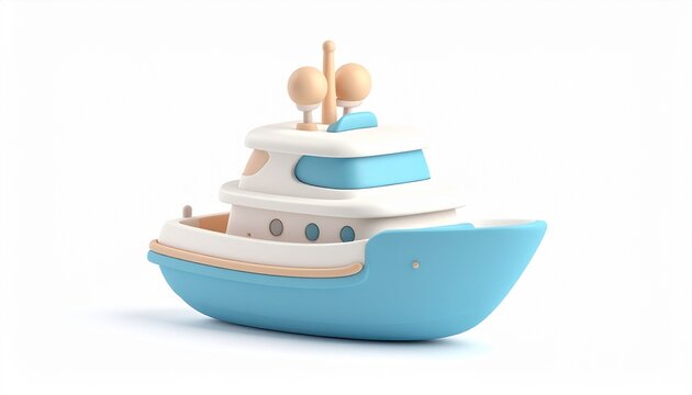 3d icon illustration of a birthday cake with candles isolated on white, designed as a nautical travel icon featuring a cruise ship and sailing boat for a summer ocean vacation