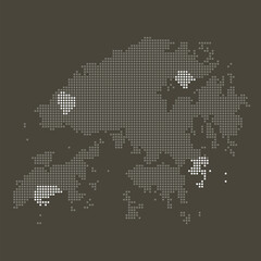 Fototapeta premium Hong Kong State Grey and White Dotted Map on Brown for Runway System and GBA Logistics Hub