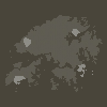 Hong Kong State Grey and White Dotted Map on Brown for Runway System and GBA Logistics Hub