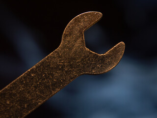 Rusty Wrench Close-Up with Dark Background