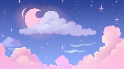 Obraz premium Soft gradient colors in a fantasy night sky