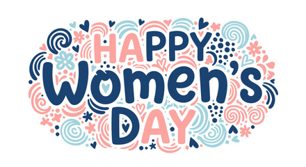 Fototapeta premium Happy Women's Day Celebration with Floral and Swirl Decorations