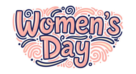 Obraz premium Artistic typography design celebrating International Women's Day with elegant swirls and vibrant colors