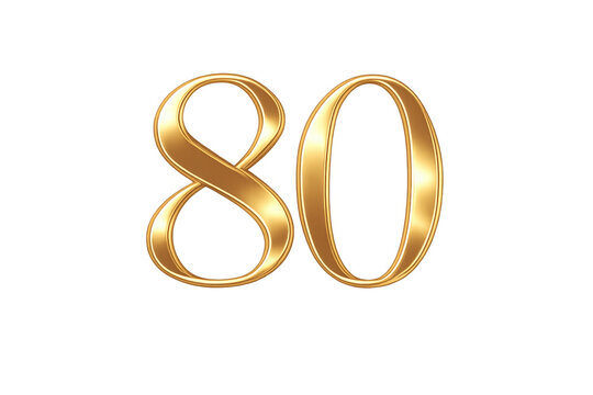 Golden number eighty 80 rendering celebrating anniversary