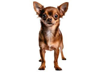 Fototapeta premium Pretty brown standing chihuahua isolated on a transparent or white background