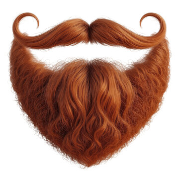 Vibrant red beard and mustache combination with elegant wavy texture