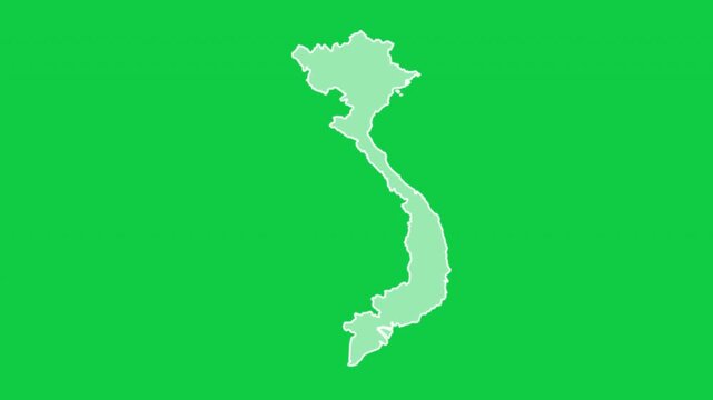 Vietnam map glow outline animation green background	