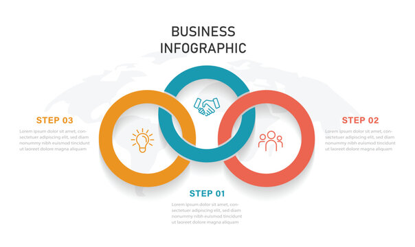 Timeline infographic design with circle for business template. Business concept with 3 options and parts. Vector