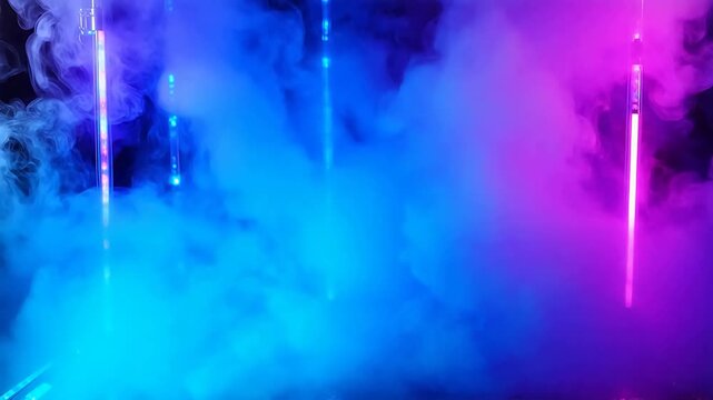 Abstract background with smoke and neon light and shadow interplay