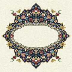 Elegant Floral Frame with Traditional Oriental Inspiration Background Art