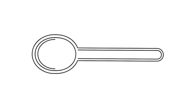 A minimalist top view line icon of a single tablespoon used for cooking or dining