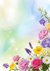 Exquisite blooming flowers arrangement on a soft color gradient background