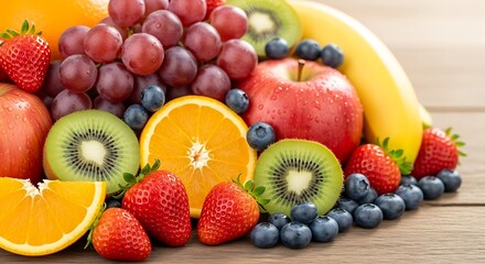 Varied assortment of vibrant fruits displaying a rainbow of colors
