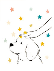 頭を撫でられる犬