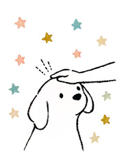 頭を撫でられる犬