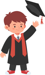 Digital illustration of a graduate celebrating with a tossed cap, suitable for education and achievement visuals.