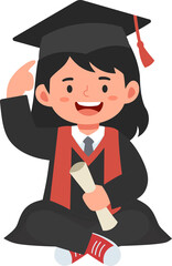 Celebratory illustration of a graduate with cap, gown, and diploma, suitable for educational and achievement-related content.