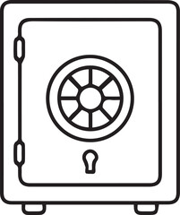Obraz premium Art & Illustration, Security safe box black line icon for finance and protection